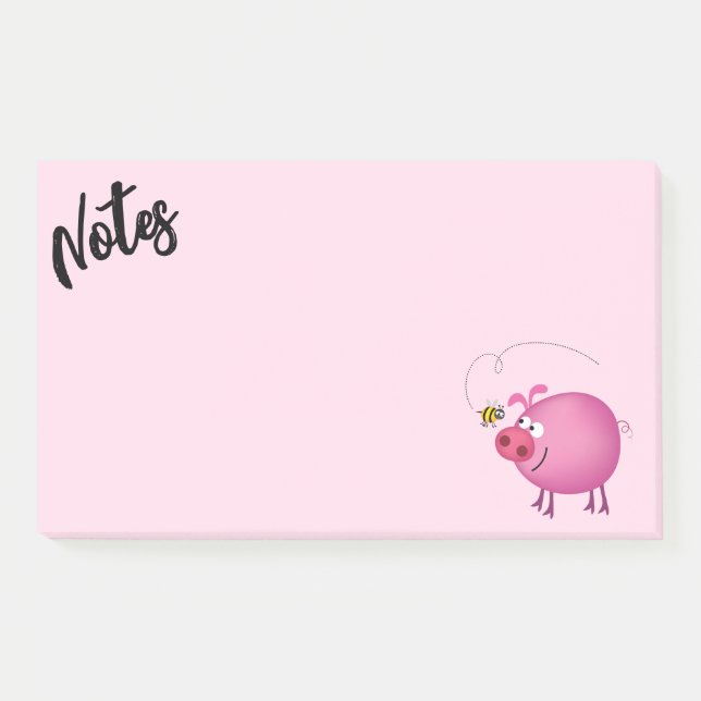 Notas Post-it® Amigos cerdo y abeja  (Anverso)