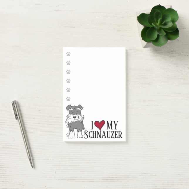 Notas Post-it® Amo a mi Schnauzer (Oficina)