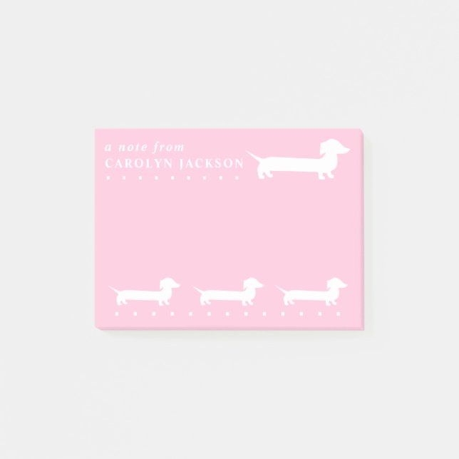 Notas Post-it® Amo Mi Bonito Rosa Dachshund (Anverso)