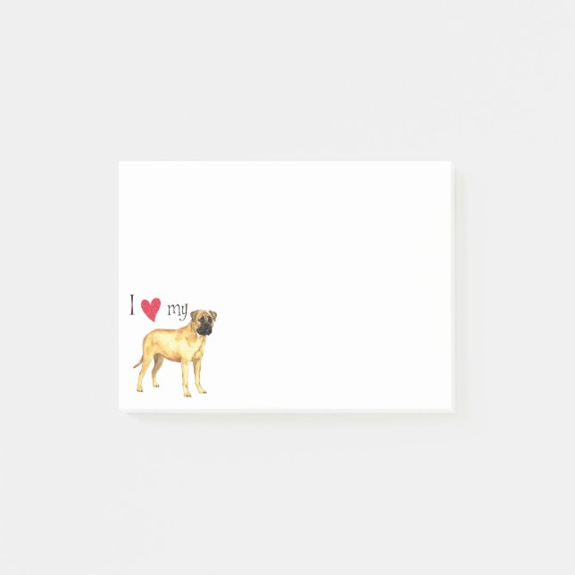 Notas Post-it® Amo mi Bullmastiff (Anverso)
