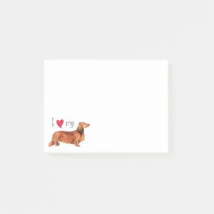 Notas Post-it® Amo mi Dachshund de pelo largo