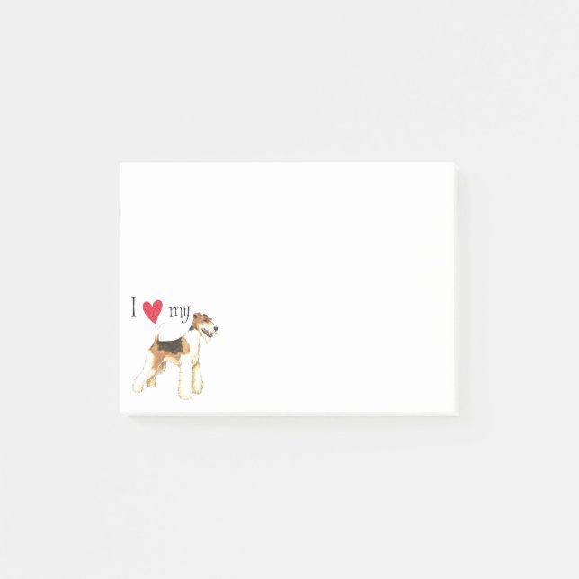 Notas Post-it® Amo mi fox terrier del alambre (Anverso)