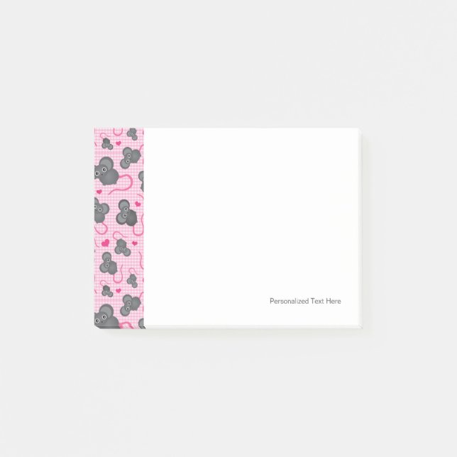 Notas Post-it® Amo mi modelo del ratón en rosa (Anverso)