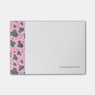 Notas Post-it® Amo mi modelo del ratón en rosa