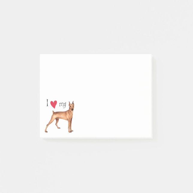 Notas Post-it® Amo mi Pinscher alemán (Anverso)