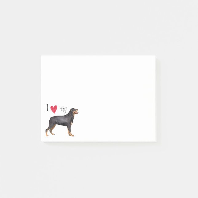 Notas Post-it® Amo mi Rottweiler (Anverso)