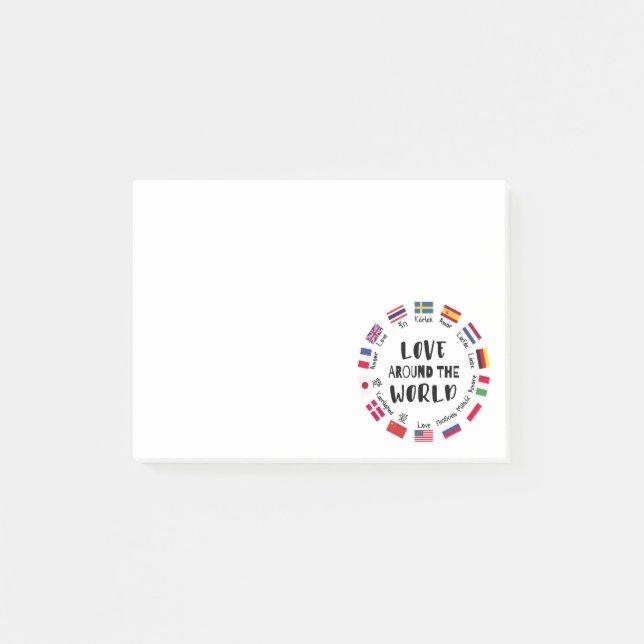 Notas Post-it® Amor alrededor de idiomas del mundo  (Anverso)