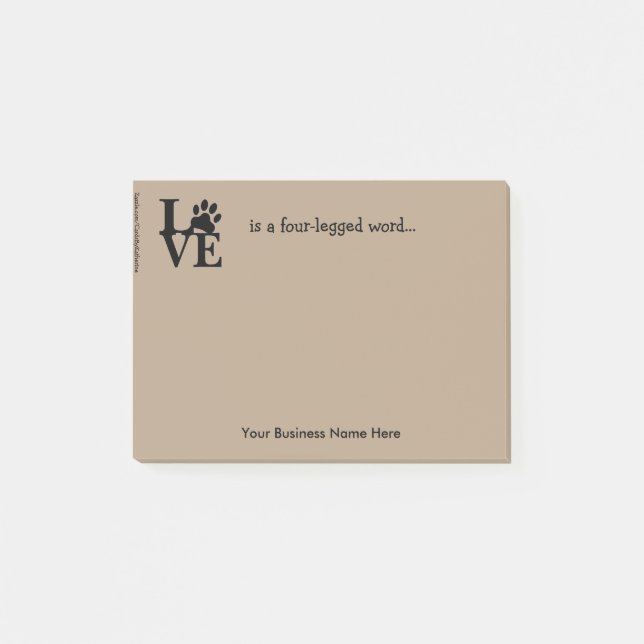 Notas Post-it® Amor de las Notas-PawPrint del post-it el "es. " (Anverso)