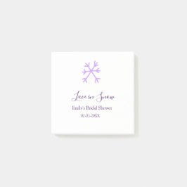 Notas Post-it® Amor en nieve ducha nupcial copos de nieve morados