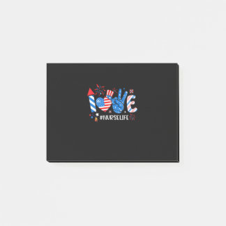 Notas Post-it® Amor Enfermera Vida Bandera Estadounidense 4 De Ju
