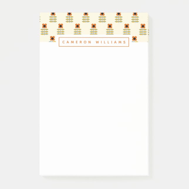Notas Post-it® Añada su estampado de flores anaranjado el | (Anverso)