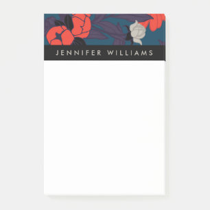 Notas Post-it® Añada su estampados de flores azules y rojos  