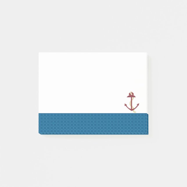 Notas Post-it® Ancla náutica con borde azul estampado (Anverso)