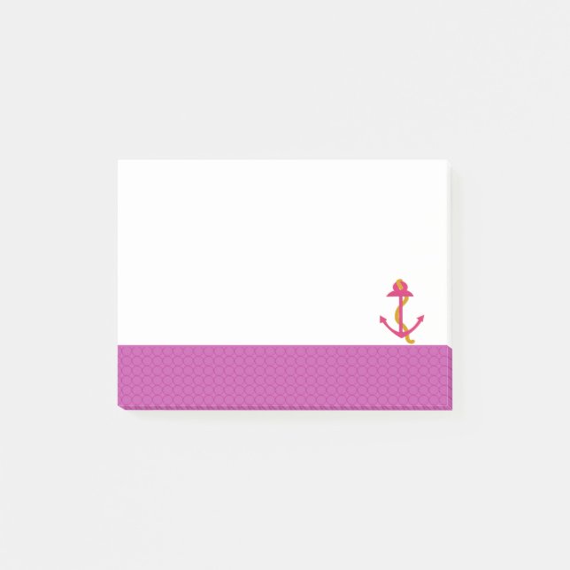 Notas Post-it® Ancla náutica con borde rosa (Anverso)