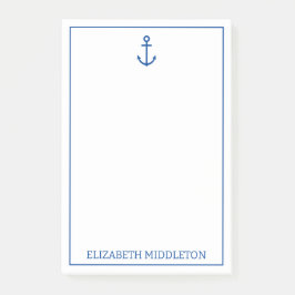 Notas Post-it® Ancla náutica simple azul y blanco personalizada