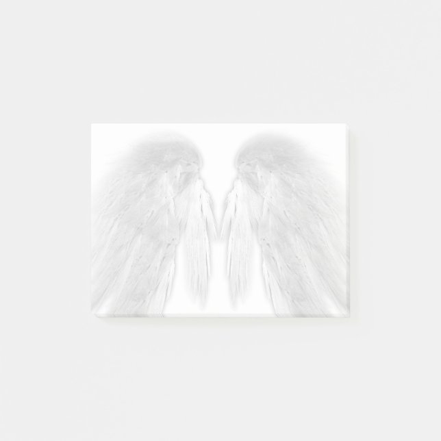 Notas Post-it® ANGEL ALAS Blanco - Pájaros con contacto gris - (Anverso)
