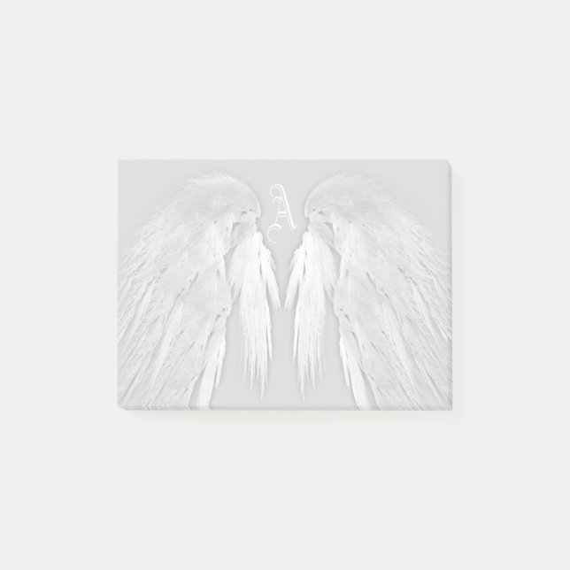 Notas Post-it® ANGEL ALAS Pies Tocadas Gris Personalizado Monogra (Anverso)