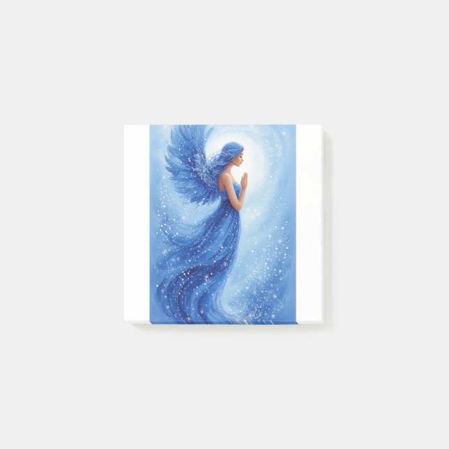 Notas Post-it® Ángel Azul Volador (Anverso)