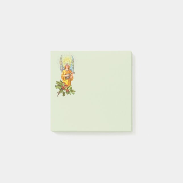 Notas Post-it® Ángel con acebo y mandolina  (Anverso)