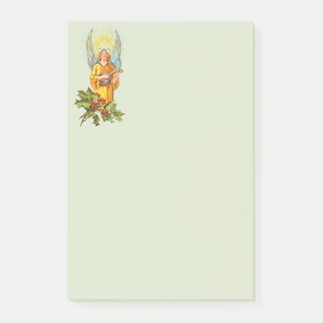 Notas Post-it® Ángel con acebo y mandolina  (Anverso)