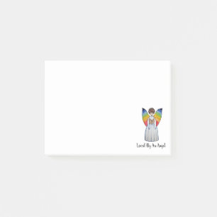 Notas Post-it® Ángel de color de agua con alas arco iris leyendo 