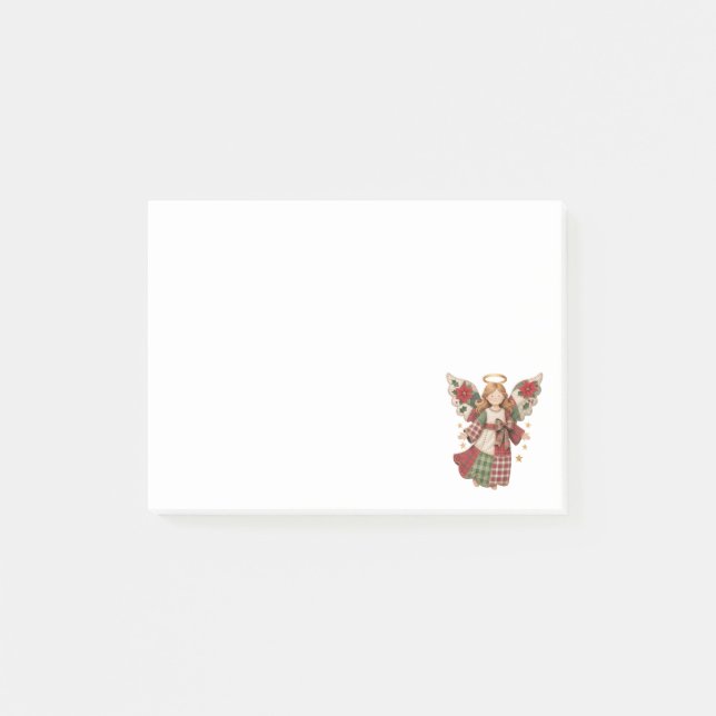 Notas Post-it® Ángel de Navidad con Estrellas Doradas (Anverso)