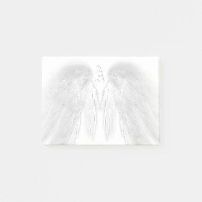 Notas Post-it® ANGEL WINGS Monograma Personalizado blanco (Anverso)