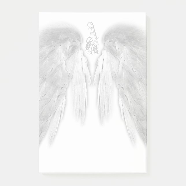 Notas Post-it® ANGEL WINGS White Heavenly Holly Monograma (Anverso)