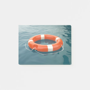 Notas Post-it® anillo de salvavidas del naranja en el océano