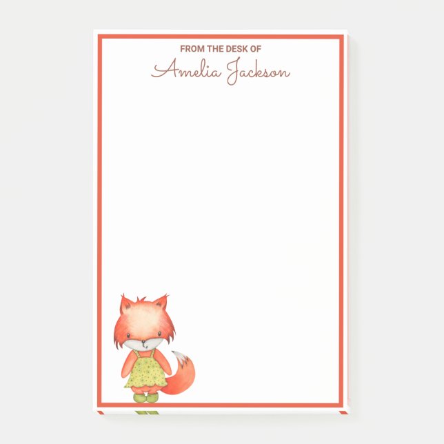 Notas Post-it® Animal Cute Girly Fox Woodland (Anverso)