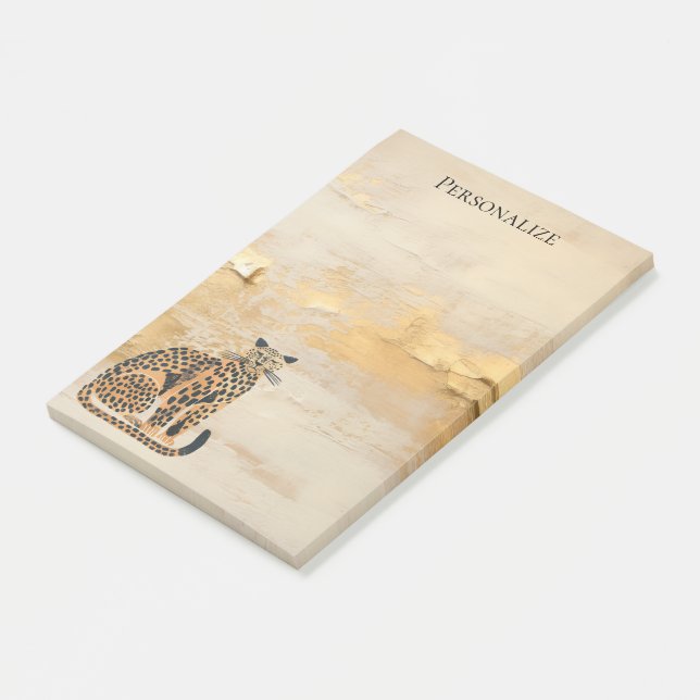 Notas Post-it® Animal Leopardo Dorado Crema (En perspectiva)