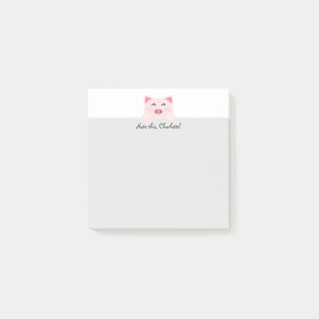 Notas Post-it® Animal personalizado de Kawai - cerdo (Anverso)