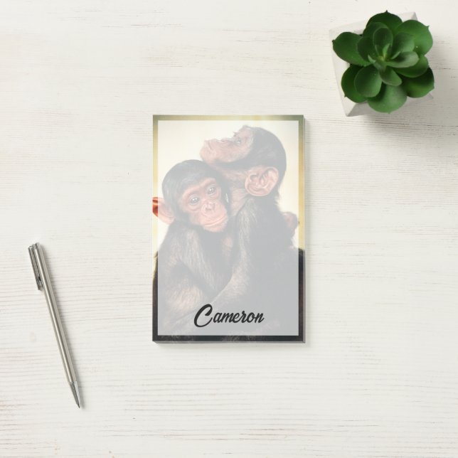 Notas Post-it® Animales de bebé más afectados | Chimpanzee Hug (Oficina)