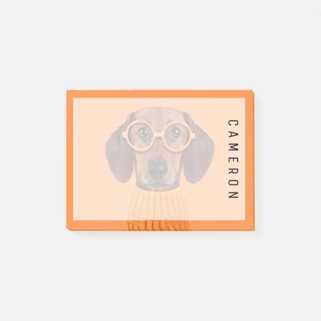 Notas Post-it® Animales de bebé más afectados | Dachshund Naranja (Anverso)