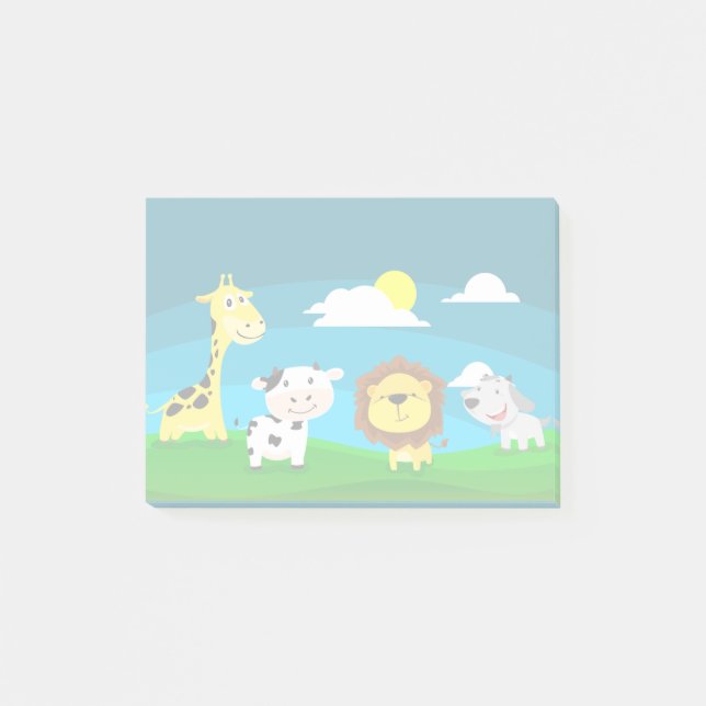 Notas Post-it® Animales de dibujos animados          (Anverso)