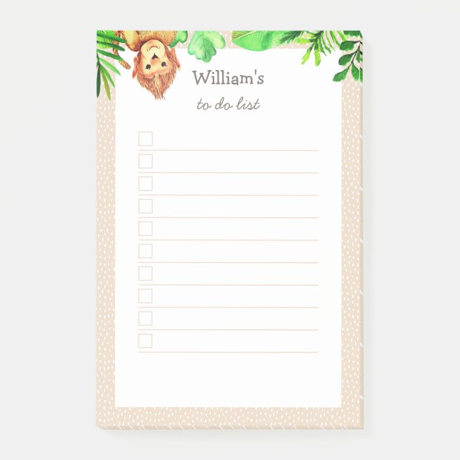 Notas Post-it® Animales De La Selva De Monos Silvestres Numerados (Anverso)