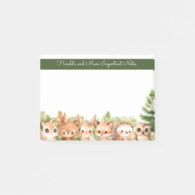 Notas Post-it® Animales del Bosque Bebé y Mamá (Anverso)