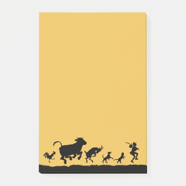 Notas Post-it® Animales divertidos bailando bovinos gallina Silho (Anverso)