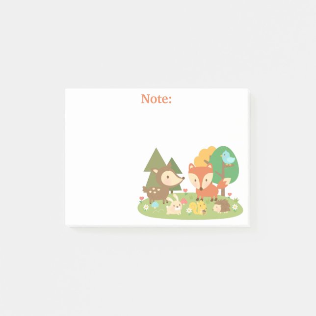Notas Post-it® Animales Lindos del Bosque para Niños (Anverso)
