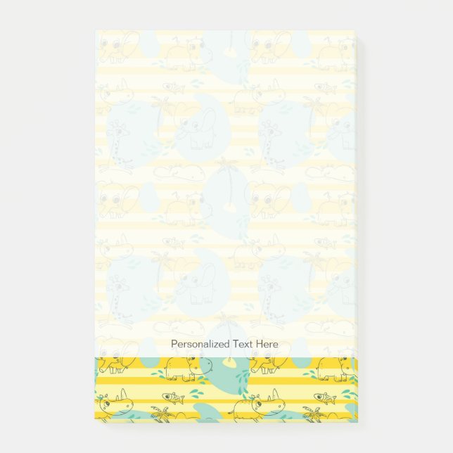 Notas Post-it® Animales lindos jugando con agua 2 (Anverso)