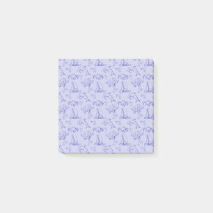 Notas Post-it® Animales marinos y patrón de dibujo de una línea