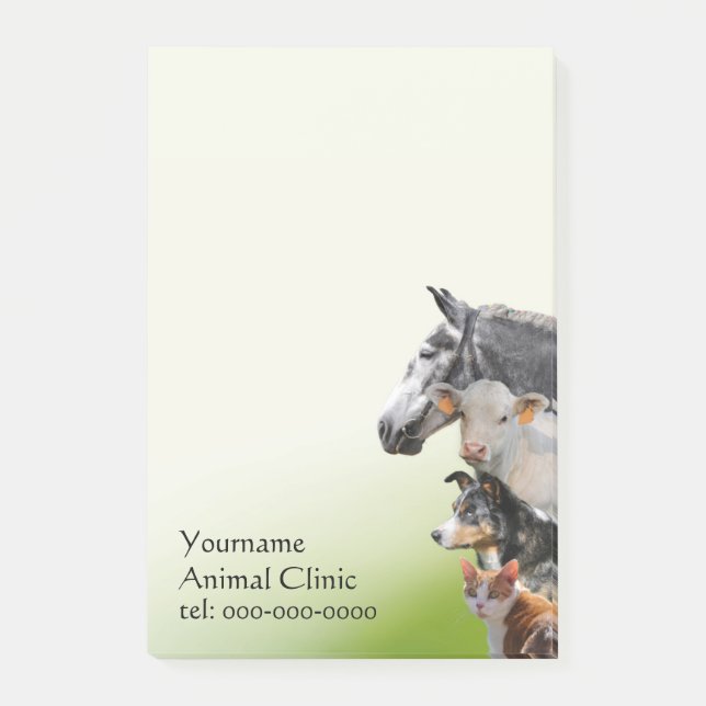 Notas Post-it® Animales mezclados veterinarios (Anverso)