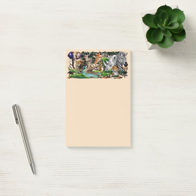 Notas Post-it® Animales salvajes de sabana africanos (Oficina)
