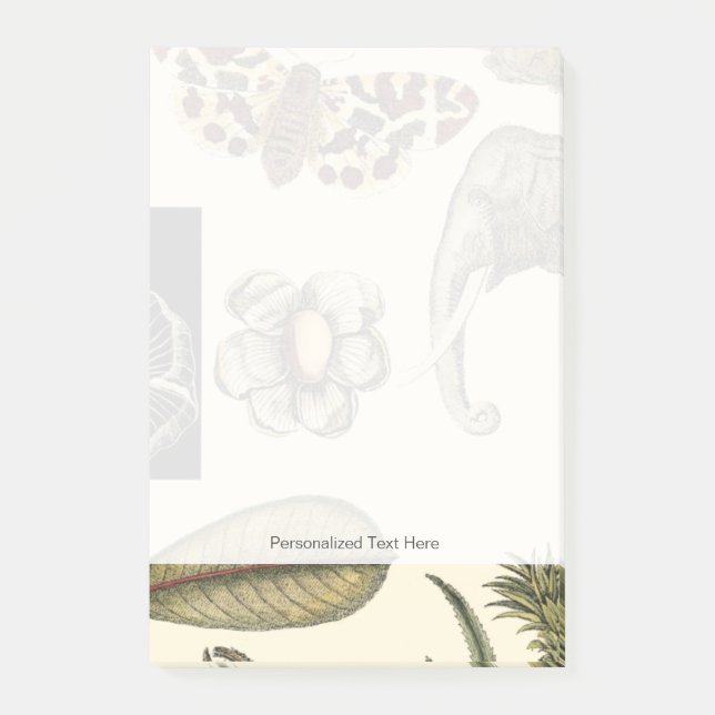 Notas Post-it® Animales variados pintados con fondo crema (Anverso)