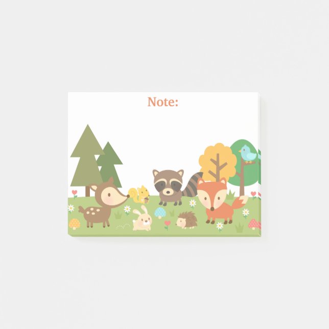 Notas Post-it® Animales y criaturas lindos del bosque del (Anverso)