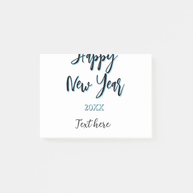 Notas Post-it® Año nuevo azul negro audaz año simple (Anverso)
