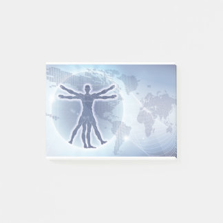 Notas Post-it® Antecedentes del Mapa Mundial del Hombre Vitruvian