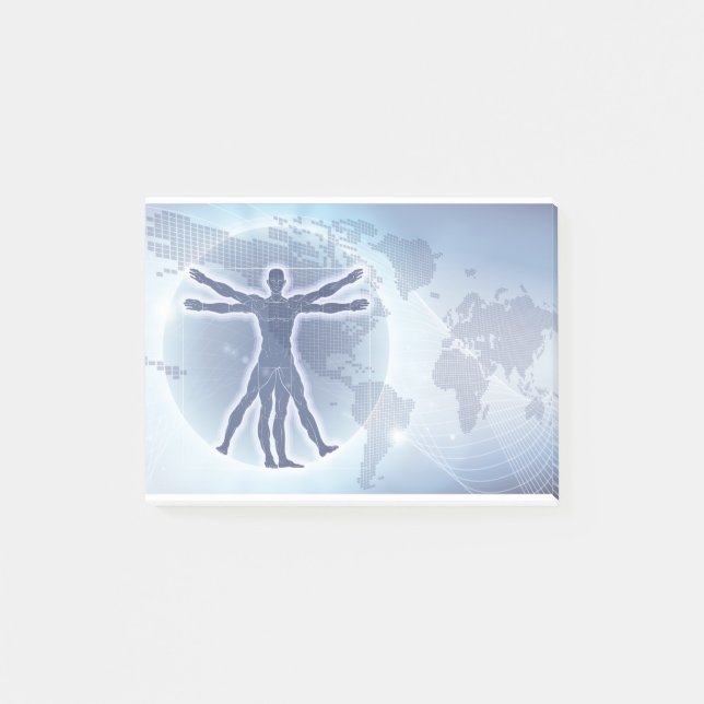 Notas Post-it® Antecedentes del Mapa Mundial del Hombre Vitruvian (Anverso)