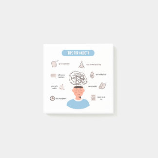 Notas Post-it® Anxiety Tips Minimal Mental Health Art