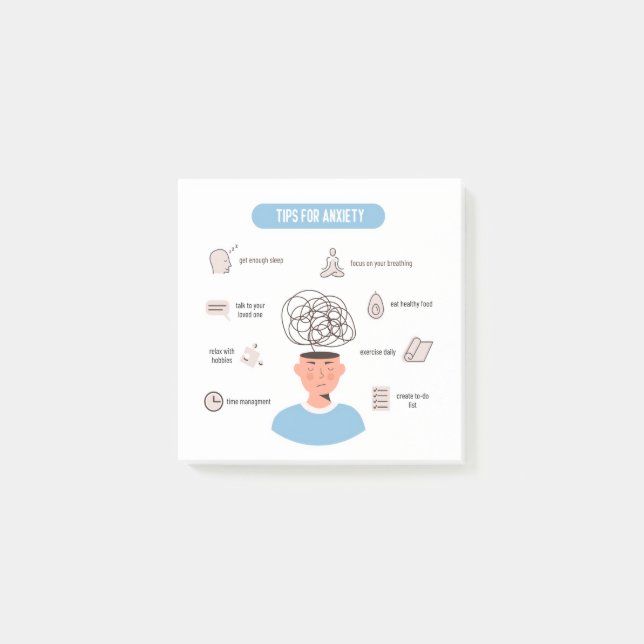Notas Post-it® Anxiety Tips Minimal Mental Health Art (Anverso)